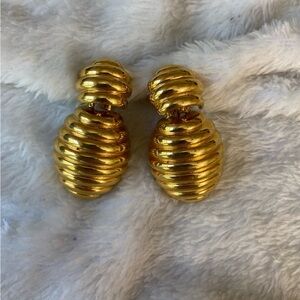 Anne Klein Gold-Tone Ribbed Earrings